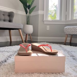 REEF *SOLD* Krystal Star Coral Pink Sparkle Platform Wedge Flip Flops 6 💕